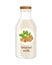 Vegan walnut milk in glass bottle, alternative non dairy drink, vector Illustration on white background