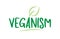 veganism green word text with leaf icon logo design
