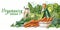 Veganuary 2024 Text design illustration on a fresh organic vegetable background