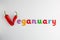 Veganuary word with capital made from chillies