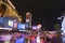 Vegas lights reflecting in flood water on Las Vegas Boulevard in