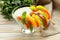 Vegetable appetizer yoghurt dip with peppers