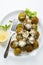 Vegetable balls made of peas and courgettes. vegetarian meatball