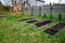 Vegetable beds in autumn, preparation for winter holidays. Garden, cottage