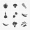 Vegetable Black Icon set on White