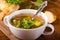 Vegetable broccoli soup and carrots, bread