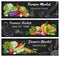 Vegetable chalk sketches, chalkboard banners