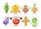 Vegetable Characters Sport Exercises. Potato With Hoop, Cucumber and Chinese Cabbage Yoga, Funny Bell Pepper, Tomato