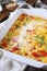 Vegetable clafoutis with red bell pepper and zucchini