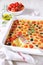 Vegetable Clafoutis with red cherry tomatoes and olives