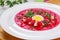 Vegetable cold summer soup with beet