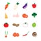 Vegetable color icons set vector