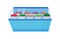 Vegetable counter flat color vector object. Vegetable in boxes in freezer.