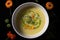 Vegetable Cream Soup, Potato Onion Creamy Dinner, Broccoli Bouillon, Abstract Generative AI Illustration