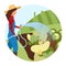 Vegetable crops cultivation flat concept icon