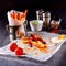 Vegetable French fries with herb quark and tomatoes