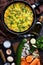 Vegetable frittata of eggs, zucchini, and carrot