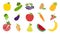 Vegetable, fruit, berry set. Apple, cucumber, chokeberry, potato, pineapple, grape, eggplant, carrot, currant, garnet, sea â€‹â€‹