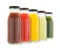 vegetable and fruit juice bottles isolated