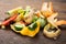 Vegetable And Fruit Peelings On Table