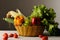 Vegetable and fruits in basket