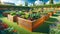 Vegetable Garden Herbs Plants Flowers Backyard Wooden Boxes Cedar AI Generate