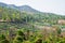 Vegetable garden terraces with cottage on mountain at Omkoi, Chiang Mai, Thailand.