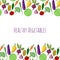 Vegetable hand drawn colorful background. healthy food decoration vector illustration.