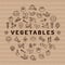 Vegetable icon circle infographics. Thin line vegetables icons cardboard background