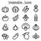 Vegetable icon set in thin line style