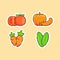 Vegetable icons set collection tomato pumpkin carrot cucumber organic fresh taste flavor with color flat cartoon outline
