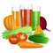 Vegetable juices. Cucumber, tomato, carrot, pumpkin, beet