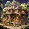 Vegetable Kingdom Fantasy vegetable garden with organic hut Generative AI