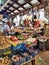 Vegetable market scene in Port Louis, Mauritius.