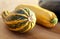 Vegetable marrows on a kitchen table