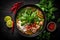 vegetable meal choi soup asian pak hot food japanese background bowl noodle. Generative AI.