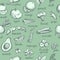 Vegetable, nuts and greens graphic sketch pattern