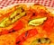 Vegetable pizza with tomato and Zucchini and peppers