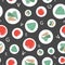Vegetable Plates-Vegi Delight, seamless Repeat Pattern illustration.Background in red,green,orange and turquoise