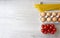 Vegetable set of spaghetti products, a tray of chicken eggs and cherry tomatoes on a light background. Copy space. Food