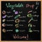 Vegetable shop signboard with chalk drawings