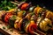 Vegetable skewers with a variety of grilled vegetables. Generative AI