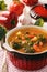 Vegetable soup goulash with meat.