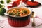 Vegetable soup goulash with meat.