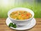 Vegetable soup isolated on table background