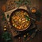 Vegetable soup on the table close-up