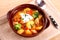 Vegetable stew with chicken, potato and sour cream