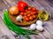 Vegetable still life on wood table