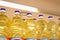 Vegetable or sunflower oil in plastic bottles