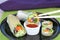 Vegetable Sushi with dipping sauce